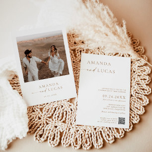 Foto Wedding Invite, Boho Minimalistisch neutraler Einladung