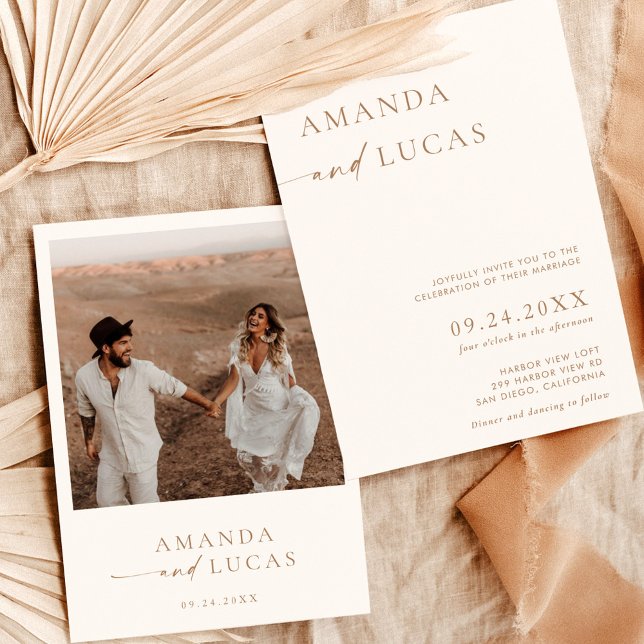 Foto Wedding Invite, Boho Minimalistisch neutraler Einladung (Von Creator hochgeladen)