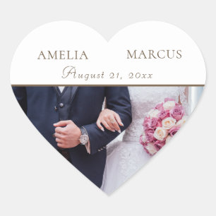 Foto Wedding Keepake Elegant White Herz-Aufkleber