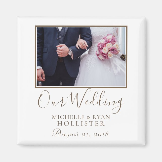 Foto Wedding Keepake Elegant White Magnet (Vorne)