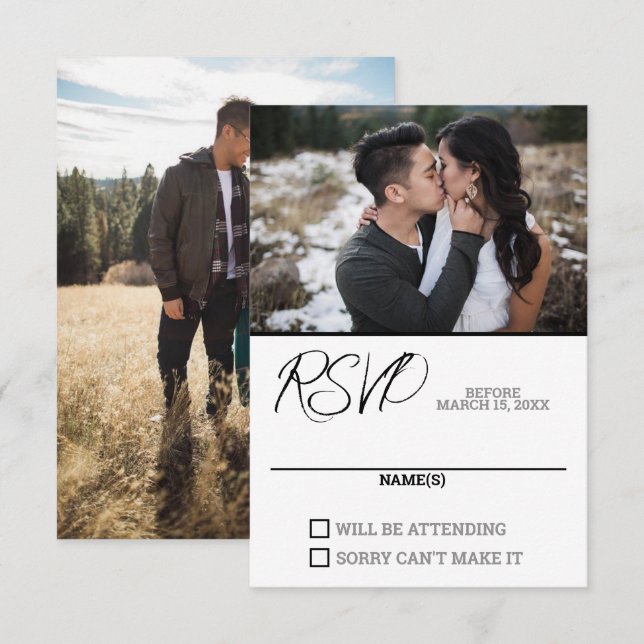 Foto Wedding RSVP Card Karte (Vorne/Hinten)