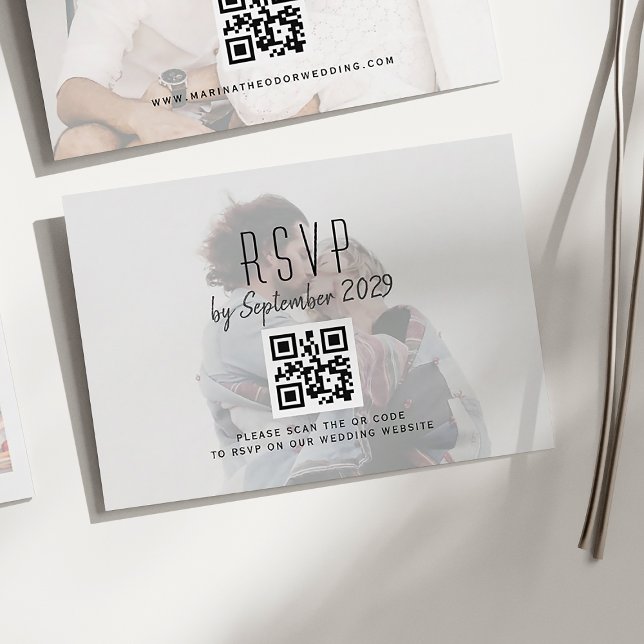 Foto Wedding RSVP Card mit QR Code Karte (Von Creator hochgeladen)