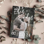 Foto Wedding Save the Date Magnet | Imitate Vellum<br><div class="desc">Minimalistisches Foto Save the Date Karte mit einem Imitat Vellum Overlay. Dieses elegante,  aber schlichte Save the Date ist perfekt als Magnet</div>