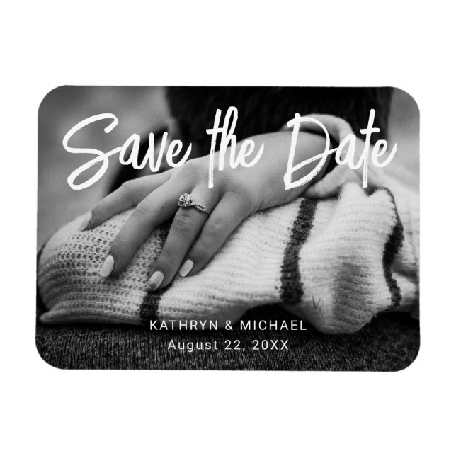 Foto Wedding Save the Date Minimal Stilvolle Moder Magnet (Horizontal)