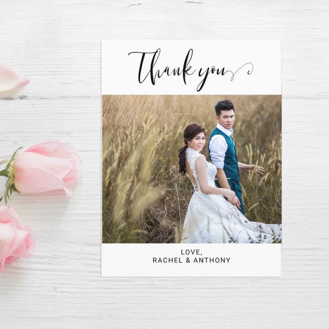 Foto Wedding Vielen Dank Elegant Minimalistisch Postkarte (Von Creator hochgeladen)
