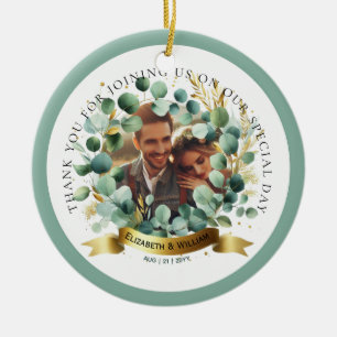 FOTO Wedding Vielen Dank Eucalyptus Blätter Gefall Keramik Ornament