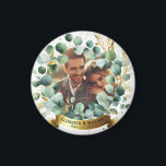 FOTO Wedding Vielen Dank Eucalyptus Blätter Gesche Magnet<br><div class="desc">Hochzeit von Foto- und Textvorlagen,  Neuvermählte,  Jubiläumsveranstaltung mit Eukalyptus,  grüne Blätter mit Goldakzenten Thema.</div>