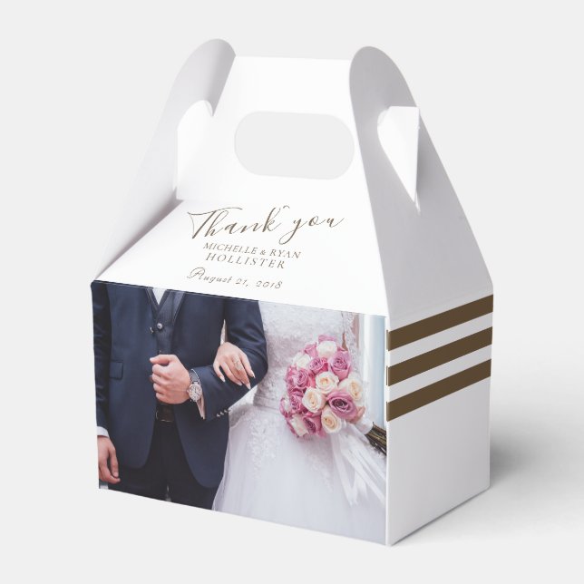 Foto Wedding Vielen Dank Personalizable Stripe Geschenkschachtel (Vorderseite)