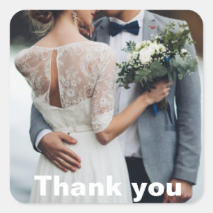 Foto Wedding Vielen Dank Quadratischer Aufkleber