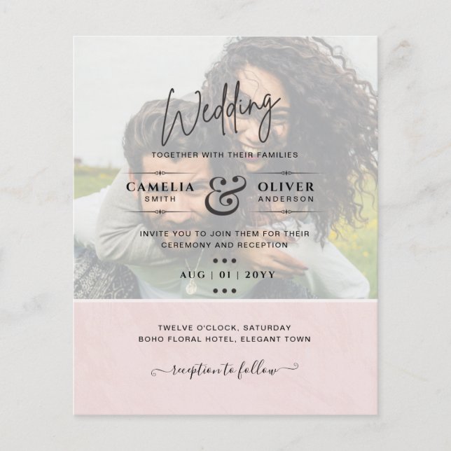 FOTO WEDING INVITATION Budget Overlay Text LeahG (Vorderseite)