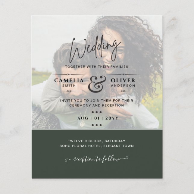 FOTO WEDING INVITATION Budget Overlay Text LeahG Flyer (Vorne)