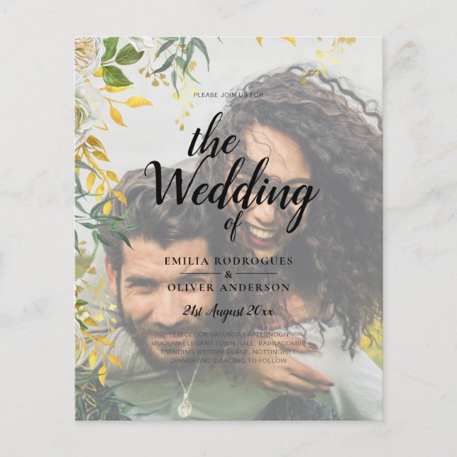 FOTO WEDING INVITATION Greenery Gold LeahG Flyer (Vorne)