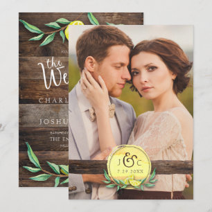 FOTO WEDING INVITATION   Rustikaler Barn Wood Lemo Einladung