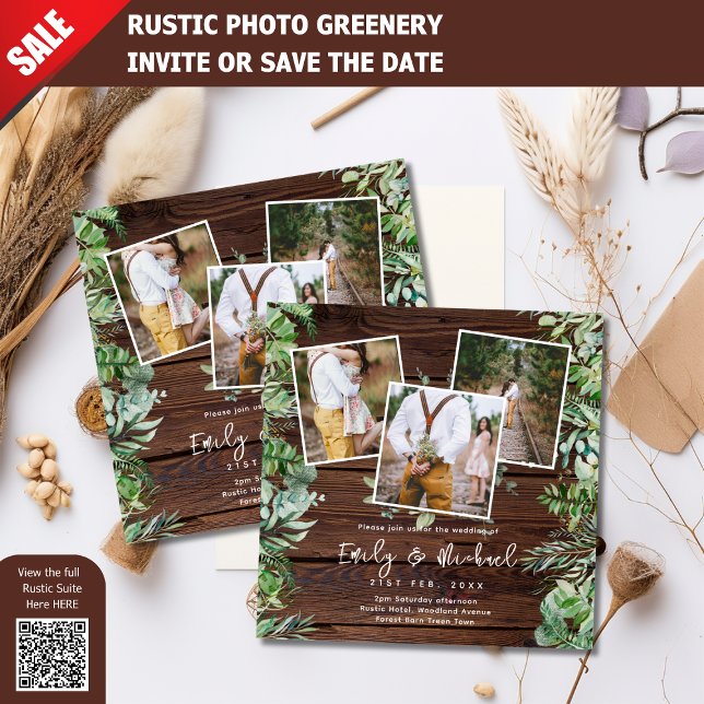 FOTO WEDING INVITATIONS RUSTIC GREENERY SQUARE EINLADUNG (Von Creator hochgeladen)