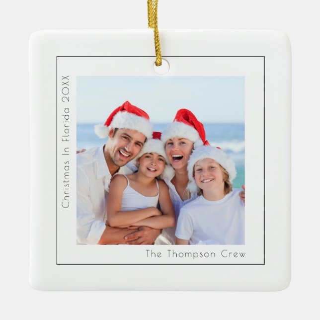 Foto Weihnachten in Florida Jahr Keramikornament (Vorderseite)