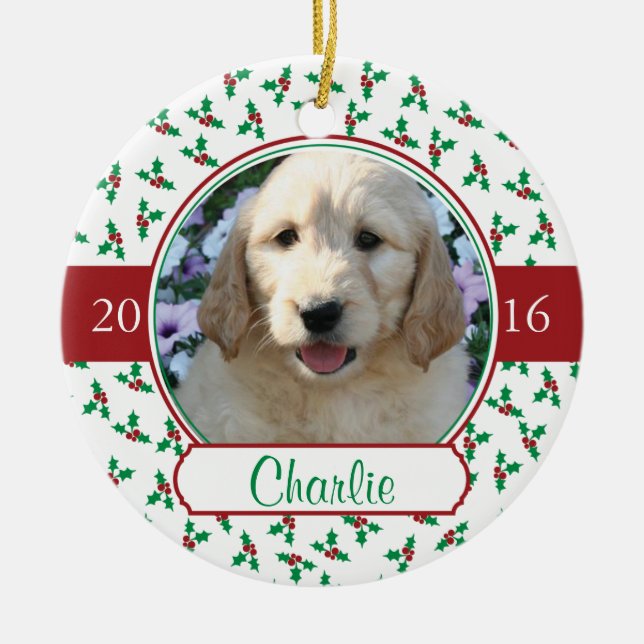 Foto Weihnachten mit Holly & Berries Keramikornament (Vorne)