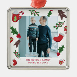 Foto Weihnachten Niedliche Cookies Ornament Aus Metall