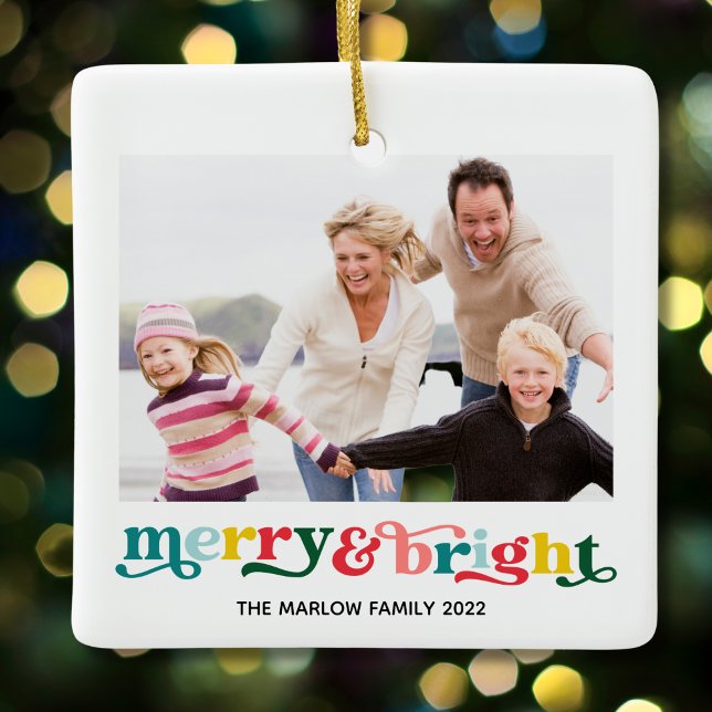 Foto Weihnachten Regenbogen farbenfroh Merry & Bri Keramikornament (Von Creator hochgeladen)