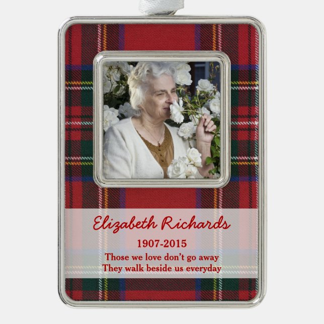 Foto Weihnachten Royal Stuart Tartan Rahmen-Ornament Silber (Vorderseite)