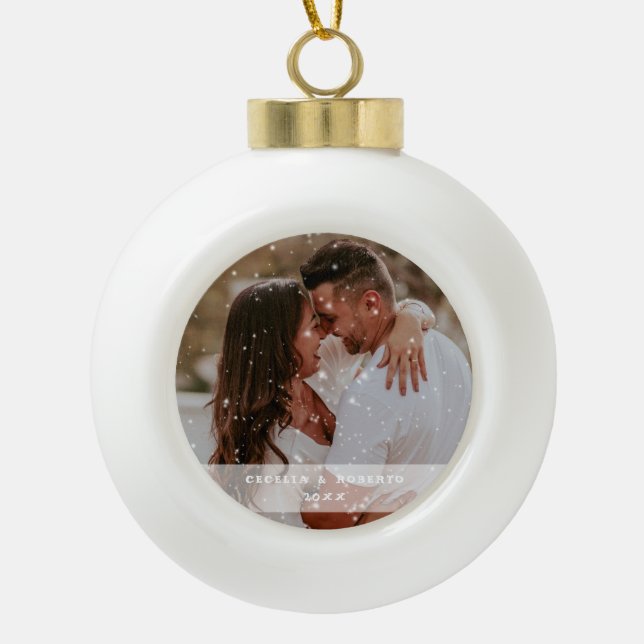 Foto Weihnachten Schneeflocke Gerahmte Ornamente (Vorderseite)