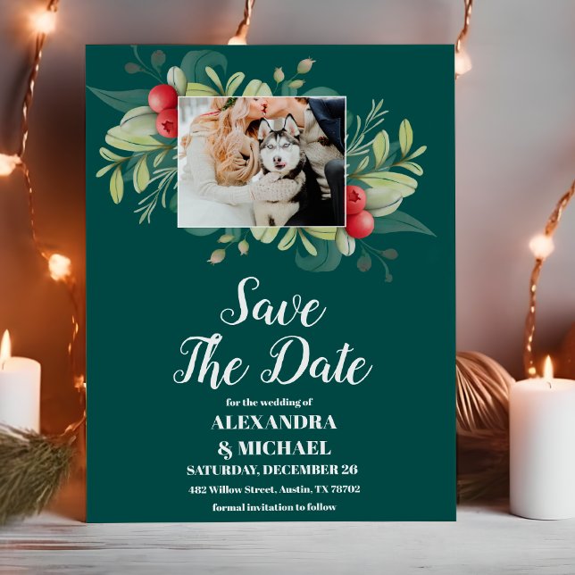 Foto Weihnachten Winter Grüne Hochzeit Save The Date (Von Creator hochgeladen)