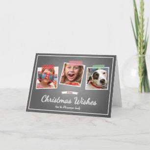 Foto-Weihnachten wünscht die gefaltete Feiertagskarte