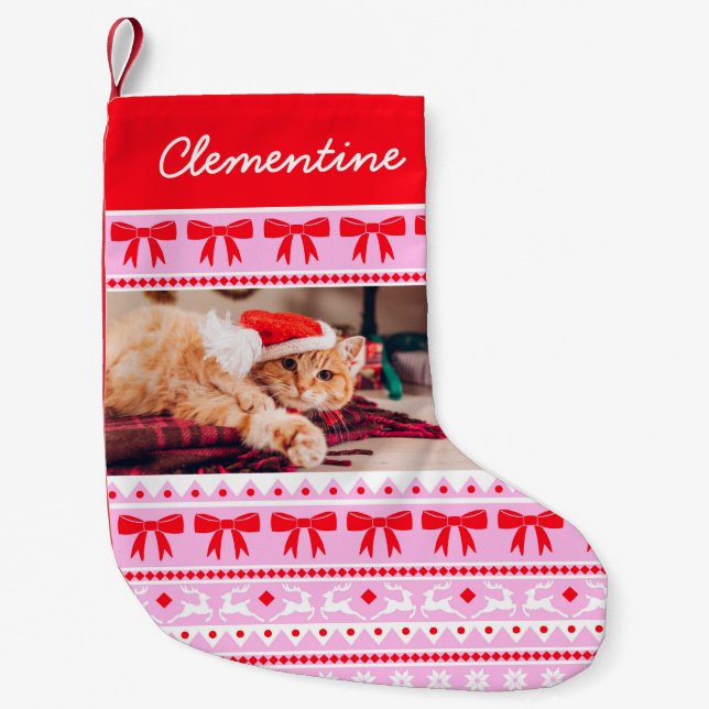 Foto Weihnachts-Imitate Strick Sweater mit Name Kleiner Weihnachtsstrumpf (Vorderseite)