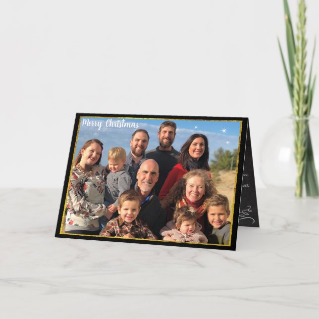 Foto Weihnachts-Letter Gold Chalkboard Feiertagskarte (Vorderseite)