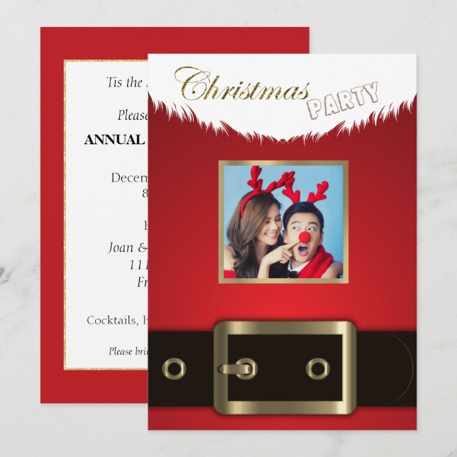 Foto Weihnachts-Party Einladung (Vorne/Hinten)