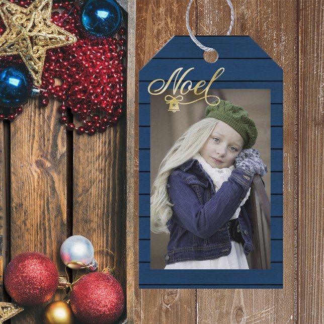 Foto Weihnachts-Weihnachten Blue Wood Geschenkanhänger (Von Creator hochgeladen)