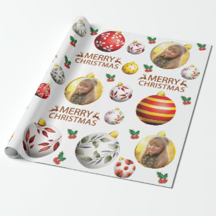 Foto Weihnachtsballes-Ornament-Muster anpassen Geschenkpapier