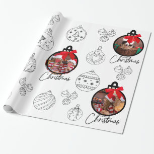 Foto-Weihnachtsbaumschmuck Schwarz und Weiß Geschenkpapier