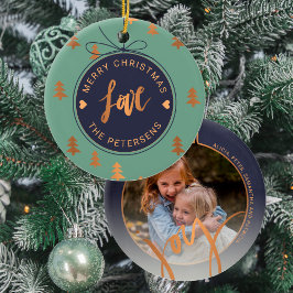 FOTO Weihnachtsdekor Joy Liebe Navy Sage Custom Keramik Ornament