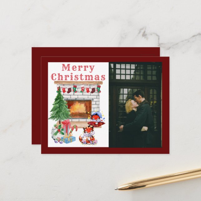 Foto Weihnachtsfeiertag Postkarte (Vorderseite/Rückseite Beispiel)