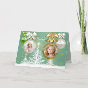 Foto-Weihnachtsgoldweißer grüner Karte