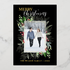 Foto Weihnachtsgrün Gruß Schwarz Folien Feiertagskarte