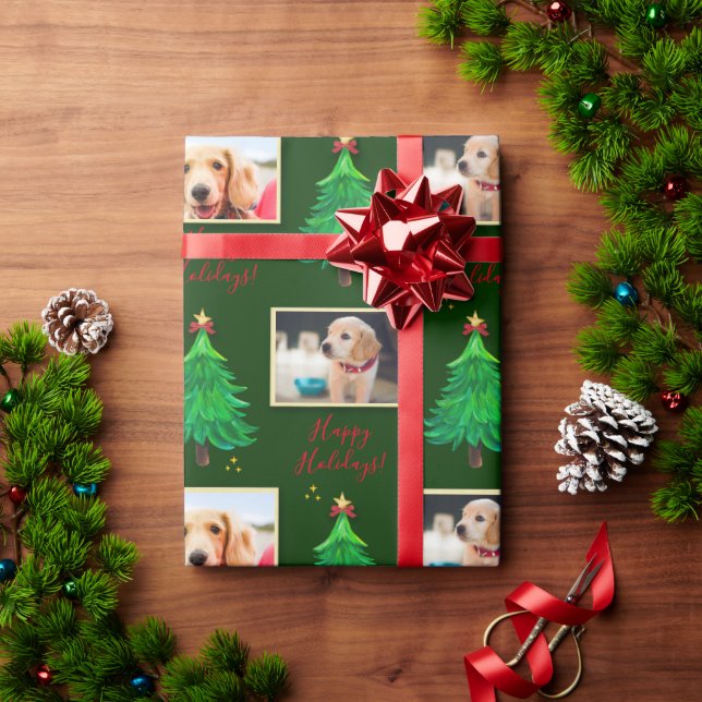 Foto Weihnachtshunde Haustier Custom Wrapping Pape Geschenkpapier (Feiertagsgeschenk)