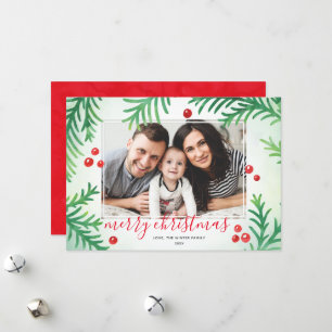Foto Weihnachtskarte Classic Red & Green Feiertagskarte