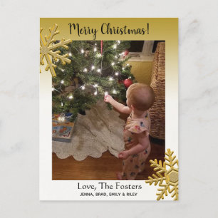 Foto-Weihnachtskarte für verblichene Gold-Familie Postkarte
