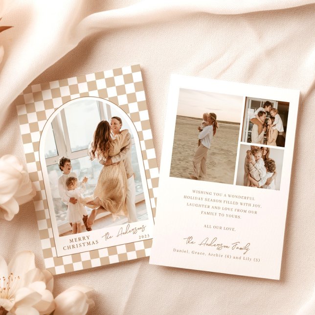 Foto Weihnachtskarte | Moderne Schachbrett-Ferienk Einladung (Von Creator hochgeladen)