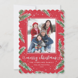 Foto Weihnachtskarten Rot & Grün Glitzer Look Feiertagskarte