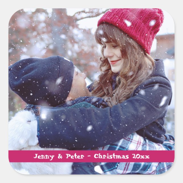 Foto Weihnachtskleber Quadratischer Aufkleber (Vorderseite)