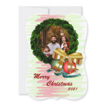 Foto Weihnachtskranz Flachgrüße Karte