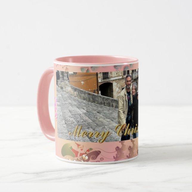 Foto-Weihnachtsmann Rosa Tasse (Vorderseite Links)
