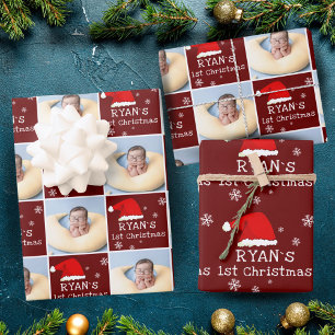 Foto Weihnachtsmannmütze Snowflake Geschenkpapier Set