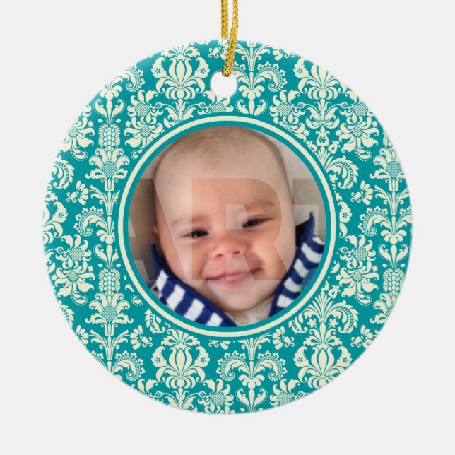 Foto Weihnachtsschmuck - Blau & Weiß Damaskus (Vorne)