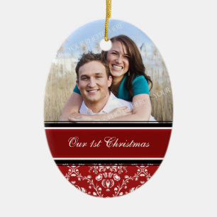Foto-Weihnachtsverzierung des Paares erste Keramik Ornament