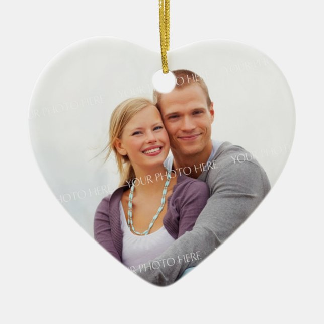 Foto-Weihnachtsverzierung des Paares erste Keramikornament (Vorne)