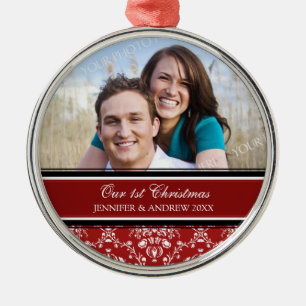 Foto-Weihnachtsverzierung des Paares erste Silbernes Ornament