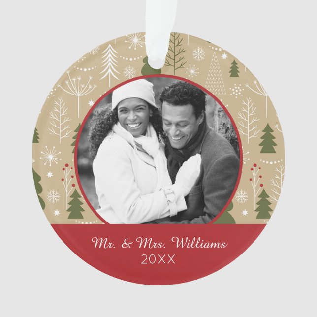 Foto | Weihnachtswaldmuster Ornament (Vorderseite)